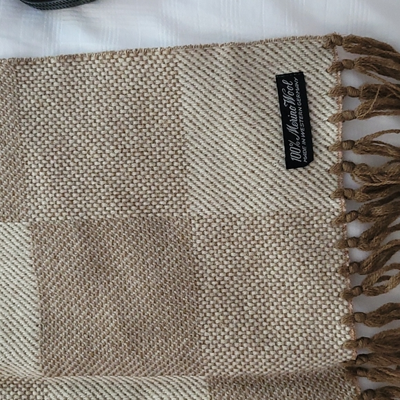 Bogner Accessories - Bogner | merino wool checkered neutral beige scarf